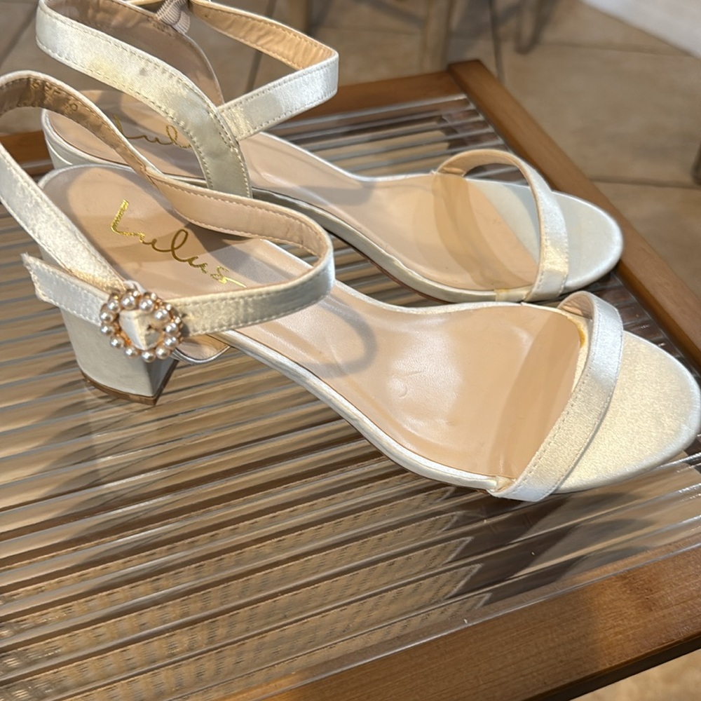 Lulus Wawna Ivory Satin Ankle Strap High Heel Sandals - Picture 8 of 11